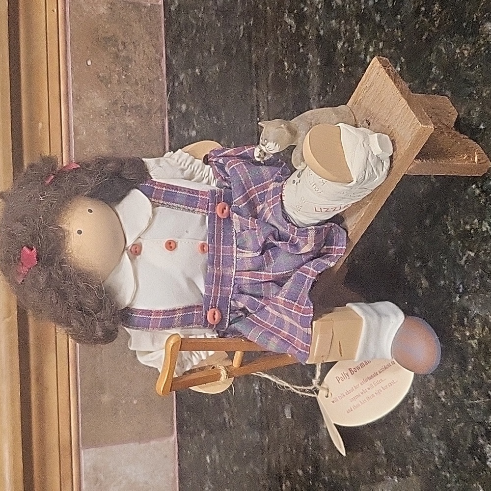 Vintage Lizzie High Wood Doll “Polly Bowman” #1404 W/Cast Broken Leg 1997